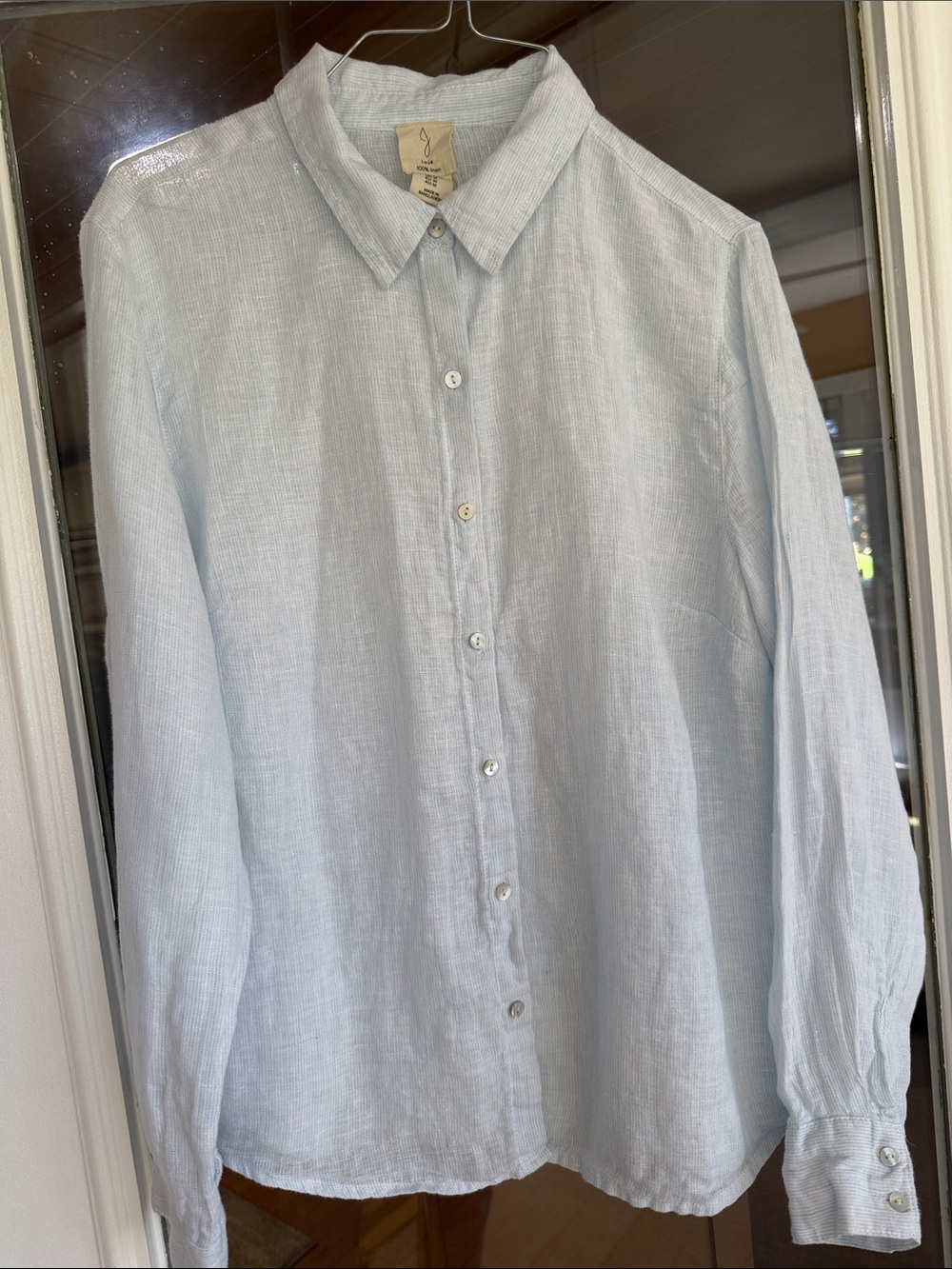 Joie linen button front shirt blue white stripe size M